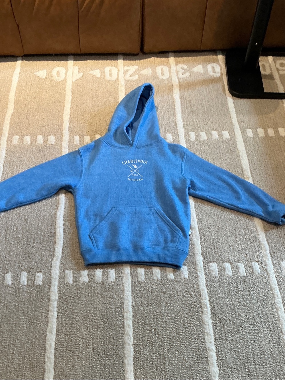Kids Blue Hooded Pullover Sweatshirt with Front Pocket